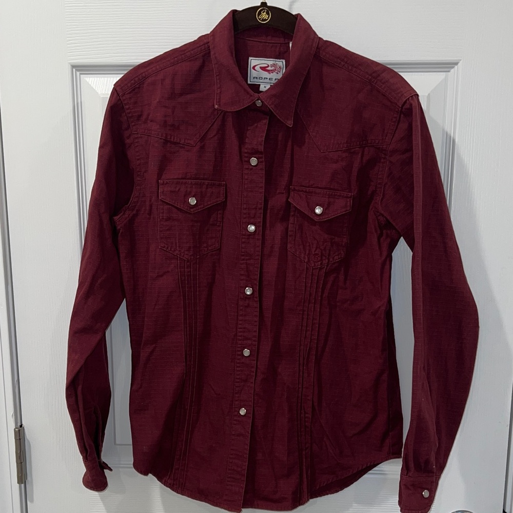 Roper Dark Red Long-Sleeve Shirt M